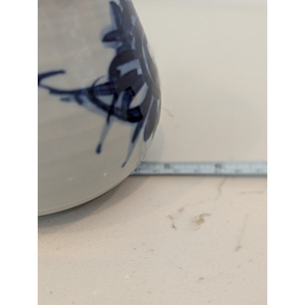 Ceramic Hanging Planter, Cobalt Blue Design, Japan Made, Boho Grandmillennial - Picture 11 of 11
